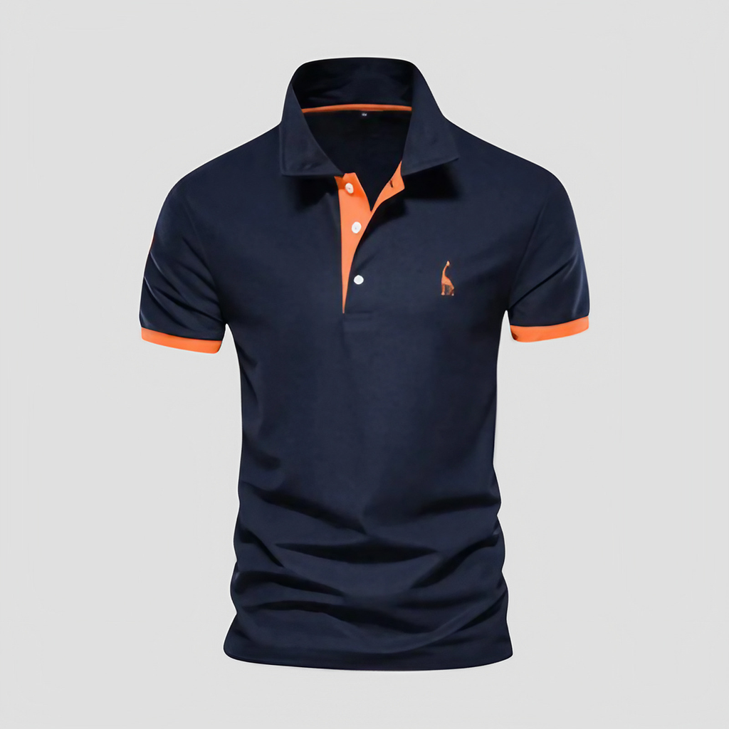 Polo homme à col boutonné, finitions bicolores, du XS au 5XL, bleu marine