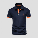 Polo homme à col boutonné, finitions bicolores, du XS au 5XL, bleu marine