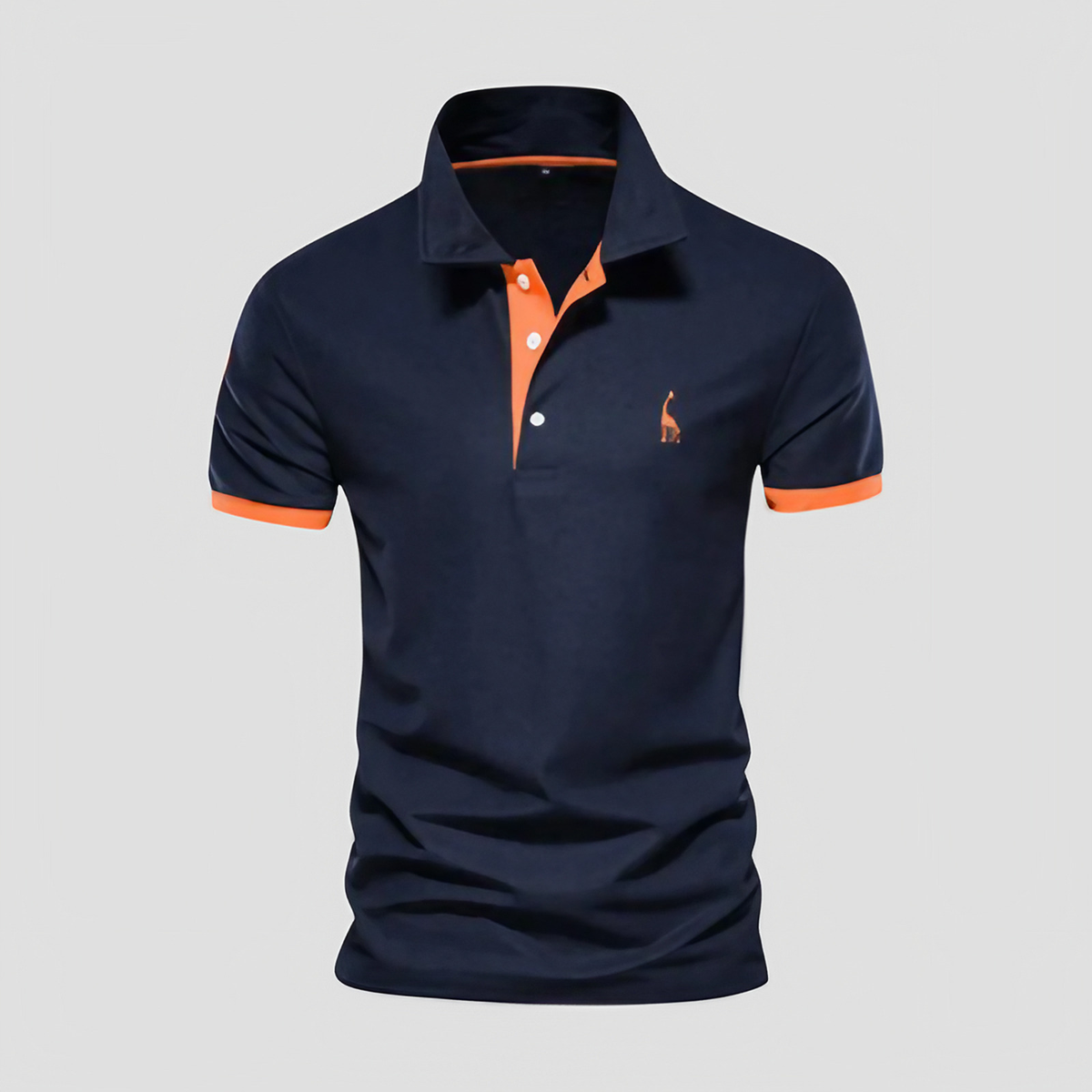 Polo homme à col boutonné, finitions bicolores, du XS au 5XL, bleu marine