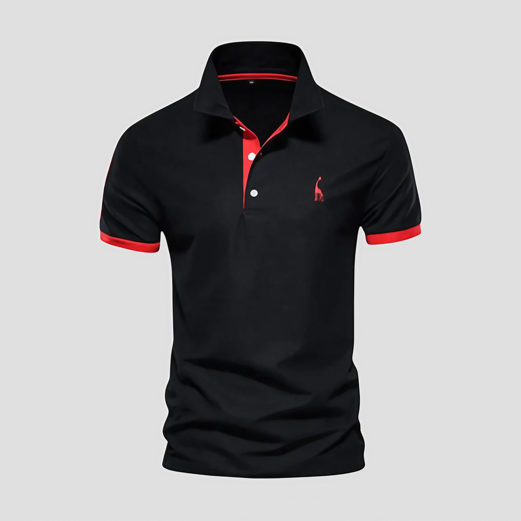 Polo homme à col boutonné, finitions bicolores, du XS au 5XL, noir