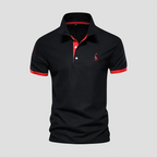 Polo homme à col boutonné, finitions bicolores, du XS au 5XL, noir