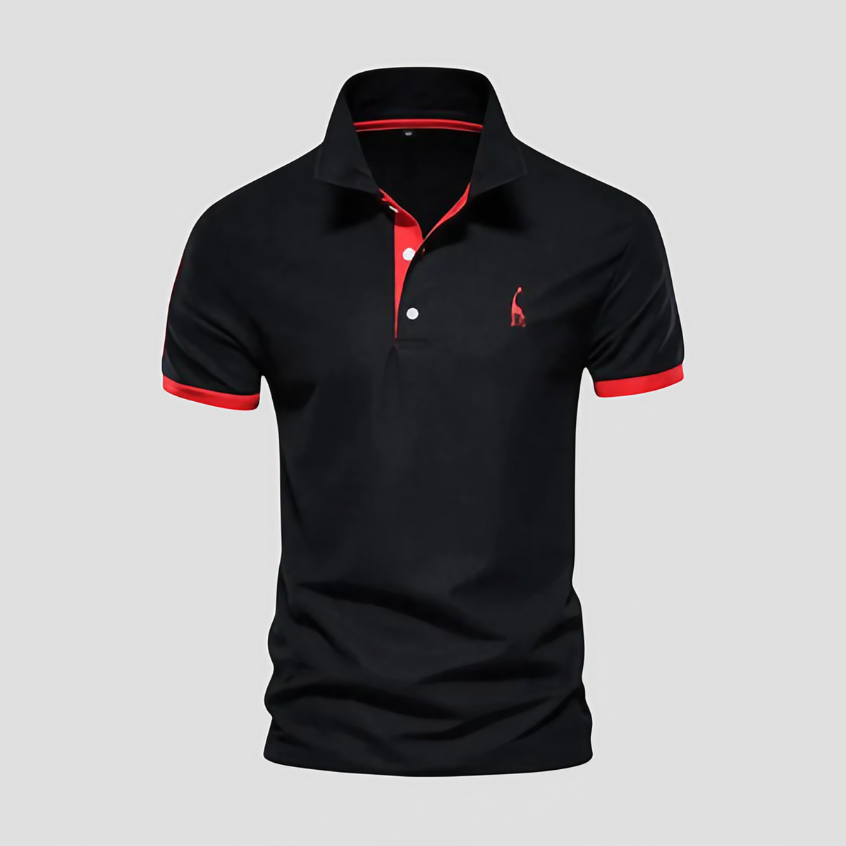 Polo homme à col boutonné, finitions bicolores, du XS au 5XL, noir