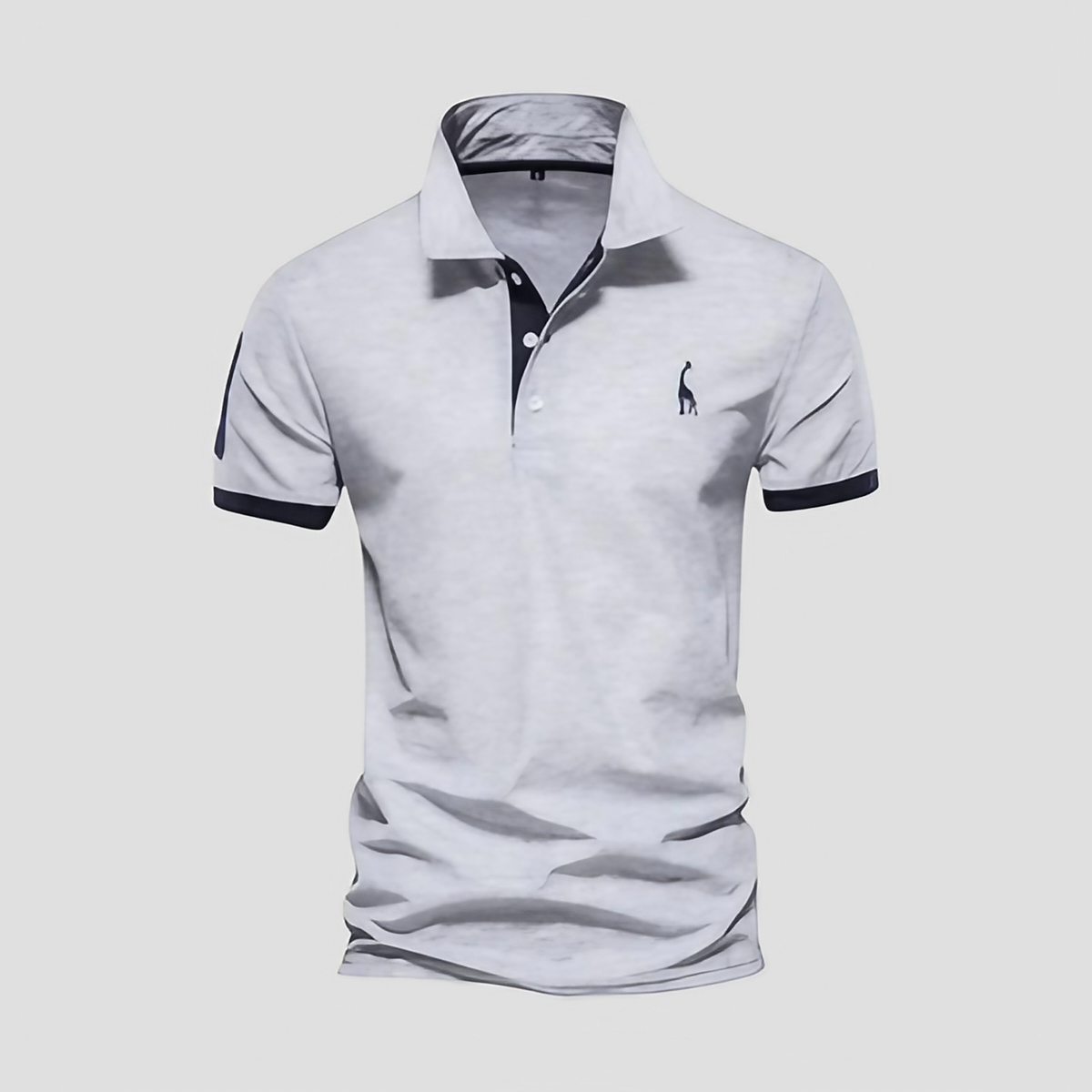 Polo homme à col boutonné, finitions bicolores, du XS au 5XL, gris