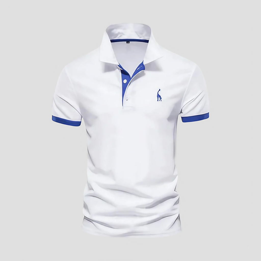 Polo homme à col boutonné, finitions bicolores, du XS au 5XL, blanc