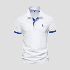 Polo homme à col boutonné, finitions bicolores, du XS au 5XL, blanc
