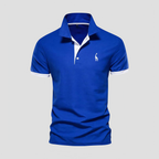 Polo homme à col boutonné, finitions bicolores, du XS au 5XL, bleu
