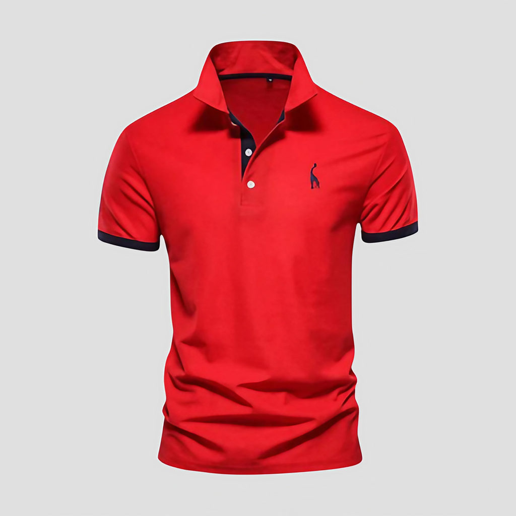 Polo homme à col boutonné, finitions bicolores, du XS au 5XL, rouge