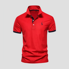 Polo homme à col boutonné, finitions bicolores, du XS au 5XL, rouge