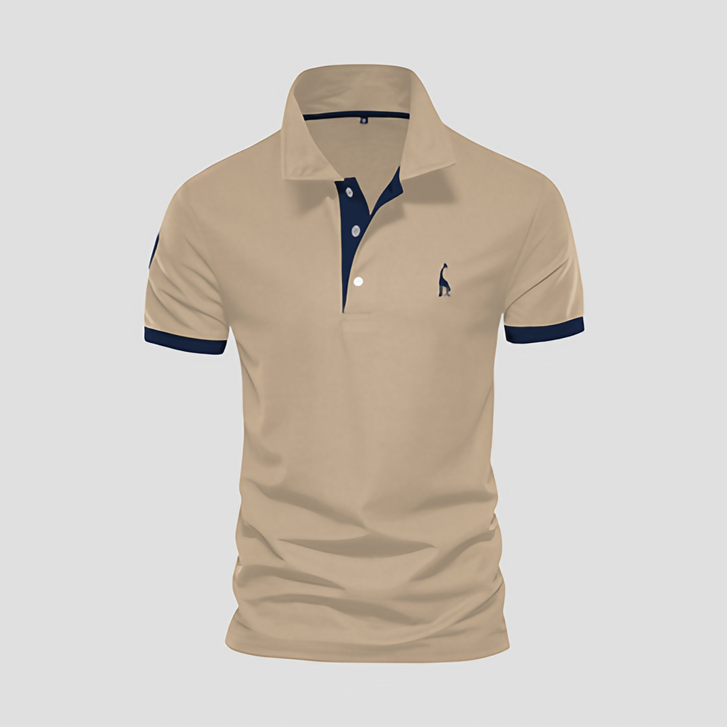 Polo homme à col boutonné, finitions bicolores, du XS au 5XL, beige