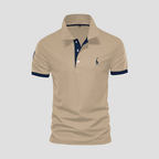 Polo homme à col boutonné, finitions bicolores, du XS au 5XL, beige