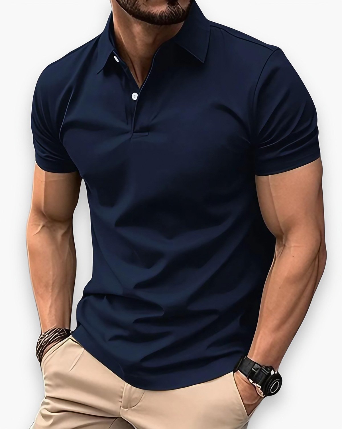 Polo homme coupe ajustée, huit coloris, du S au 5XL, bleu marine
