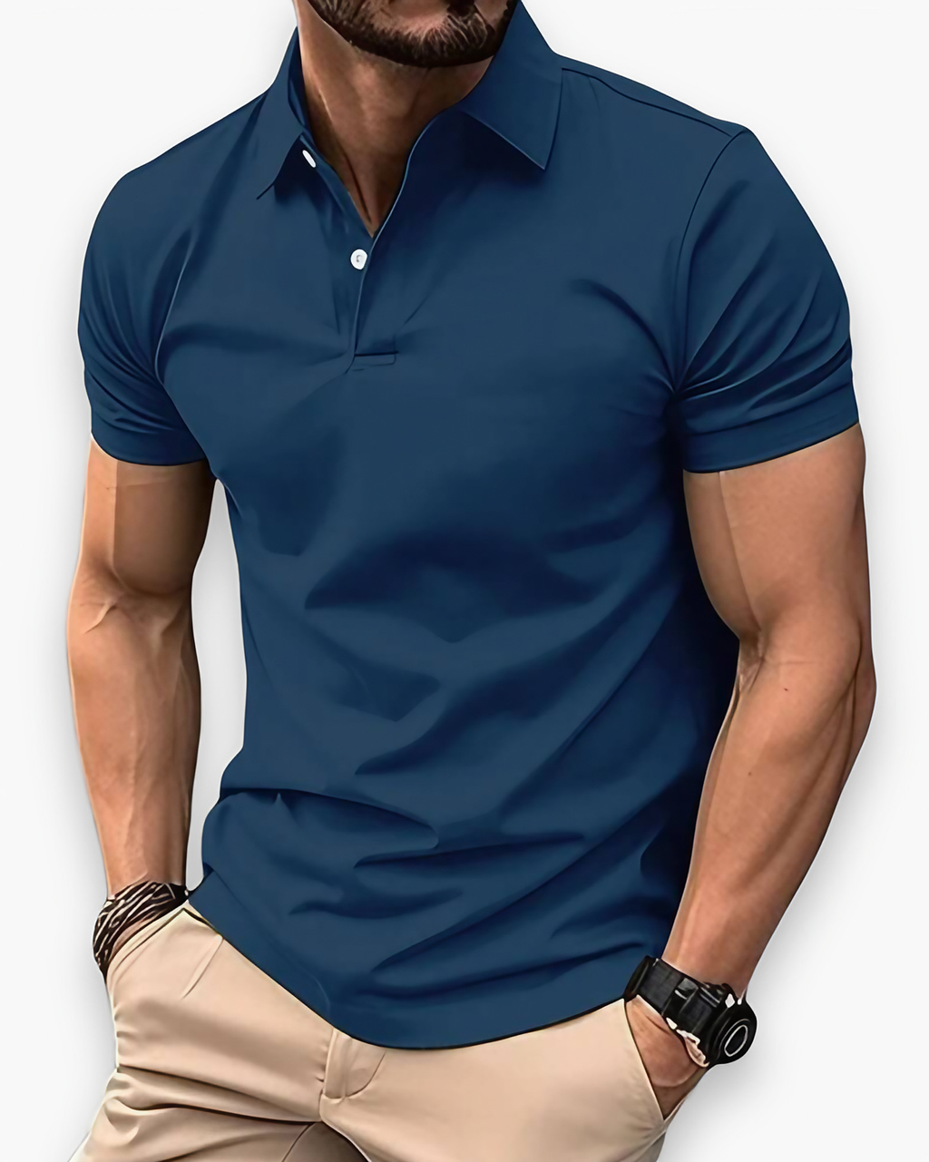 Polo homme coupe ajustée, huit coloris, du S au 5XL, bleu clair