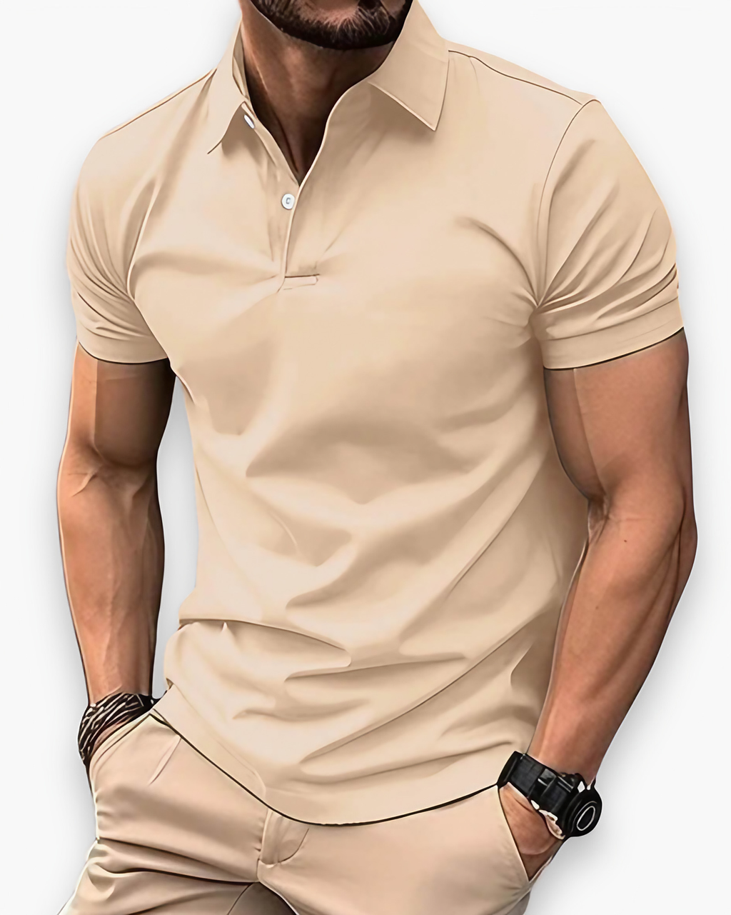 Polo homme coupe ajustée, huit coloris, du S au 5XL, kaki