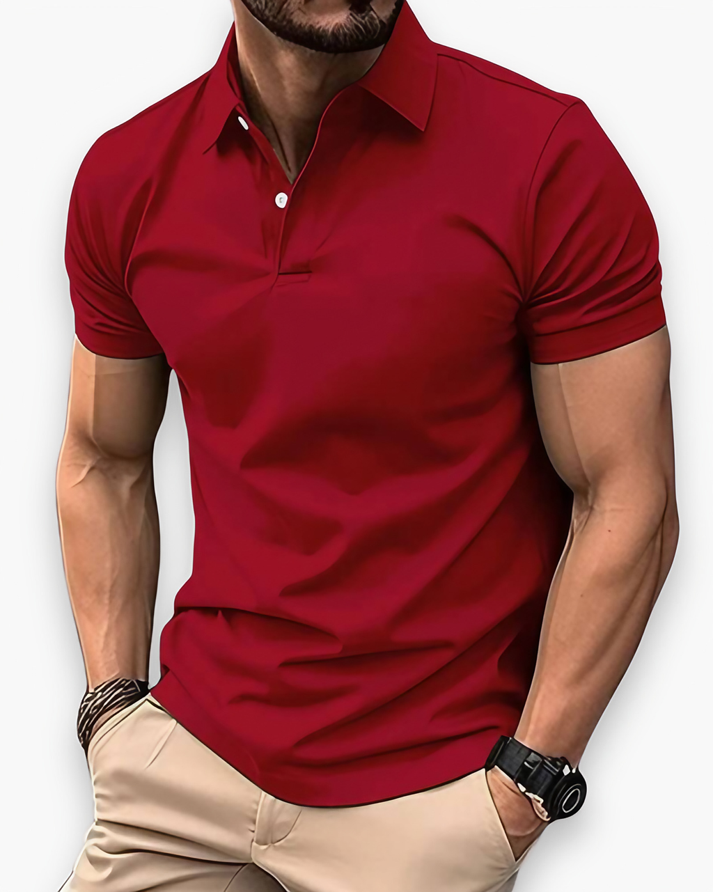 Polo homme coupe ajustée, huit coloris, du S au 5XL, rouge