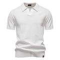 Polo homme texturé, col ouvert sans boutons, huit coloris, blanc