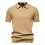 Polo homme texturé, col ouvert sans boutons, huit coloris, beige