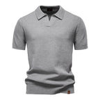 Polo homme texturé, col ouvert sans boutons, huit coloris, gris clair
