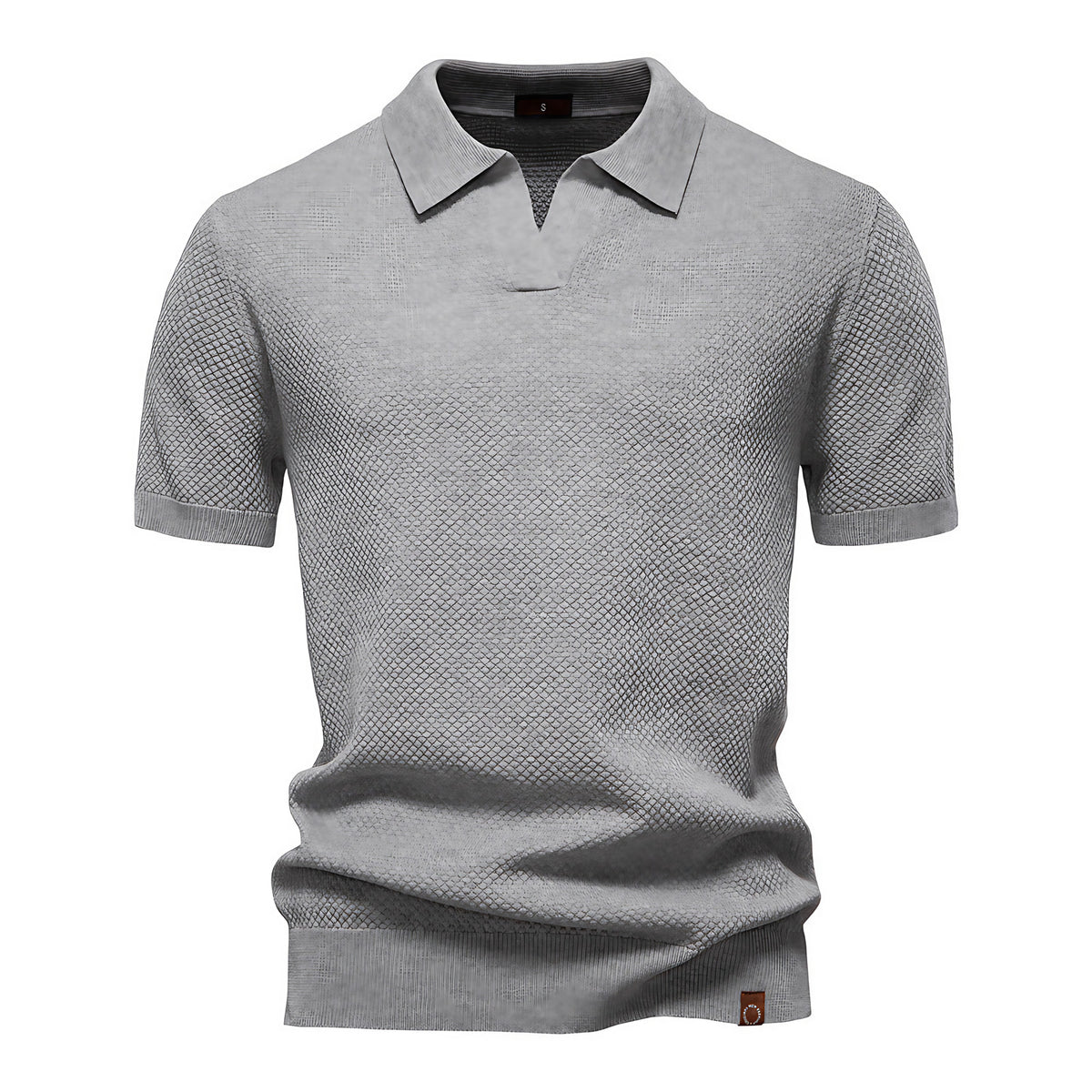 Polo homme texturé, col ouvert sans boutons, huit coloris, gris clair