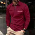 Polo homme à manches longues, cinq coloris, du S au 3XL, rouge