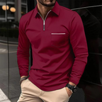 Polo homme à manches longues, cinq coloris, du S au 3XL, rouge