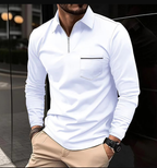 Polo homme à manches longues, cinq coloris, du S au 3XL, blanc