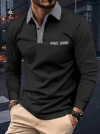 Polo homme à manches longues, cinq coloris, du S au 3XL, noir
