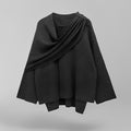 Poncho femme asymétrique à col cheminée, coupe ample, gris foncé
