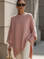 Poncho femme oversize en maille aérée, six coloris, du XS au 2XL, rose