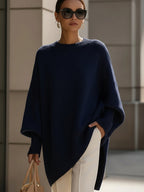 Poncho femme oversize en maille aérée, six coloris, du XS au 2XL, bleu marine