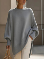 Poncho femme oversize en maille aérée, six coloris, du XS au 2XL, gris