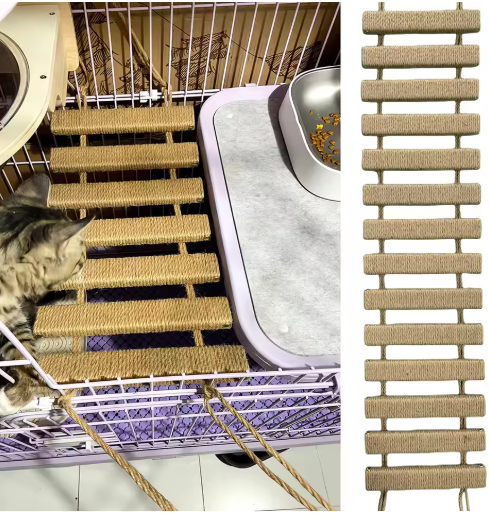 Passerelle murale pour chat avec échelle en sisal, deux longueurs