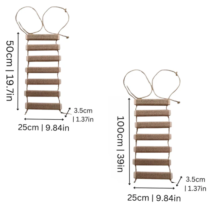 Passerelle murale pour chat avec échelle en sisal, deux longueurs