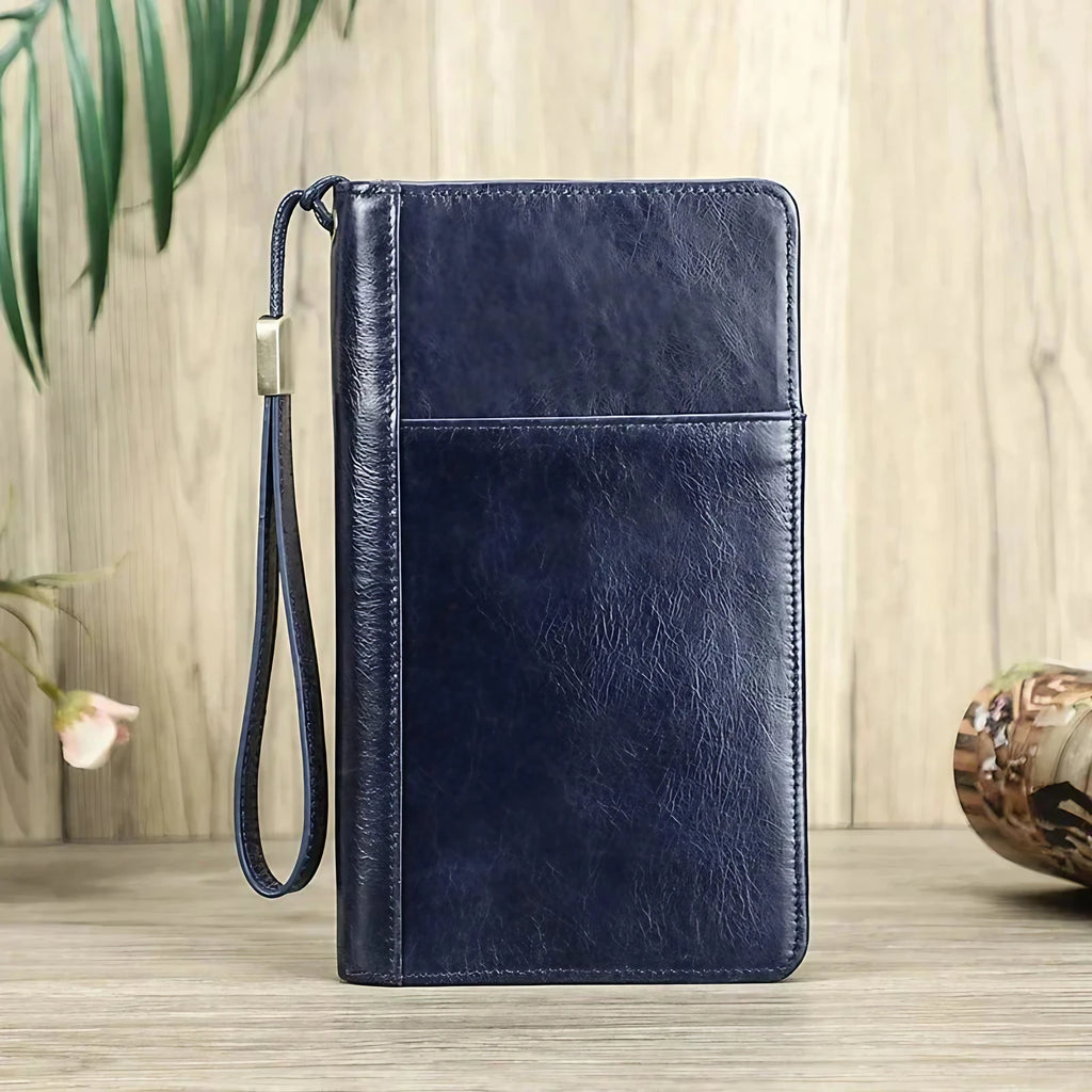 Porte-passeport femme pour le voyage, cartes et documents, bleu