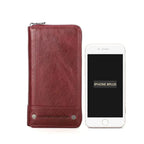 Portefeuille allongé femme zippé avec poche téléphone, anti-piratage