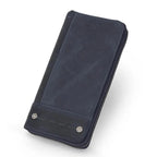 Portefeuille allongé femme zippé avec poche téléphone, anti-piratage, bleu