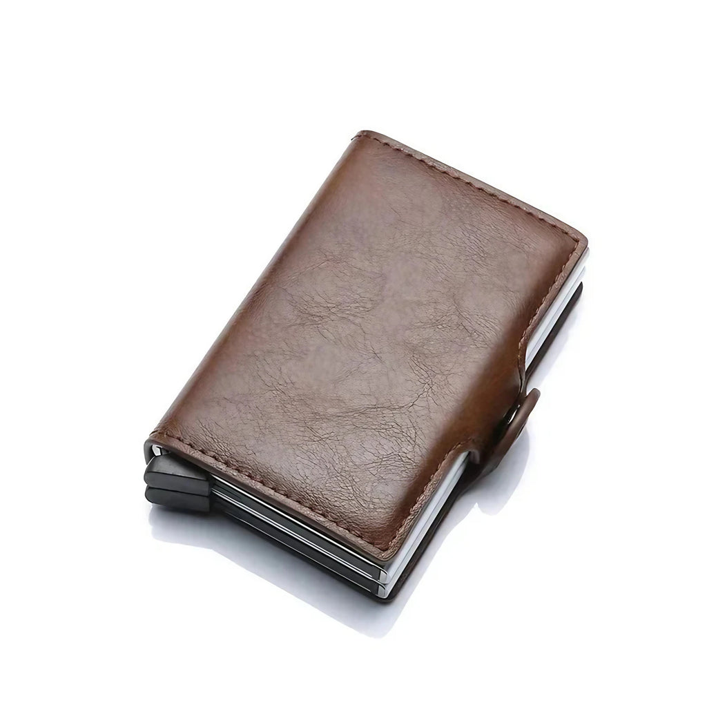 Porte-cartes homme, protection sans contact, 12 cartes, 10 x 6,5 cm, café