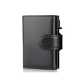 Porte-cartes homme trois volets noir, porte-monnaie intégré, noir