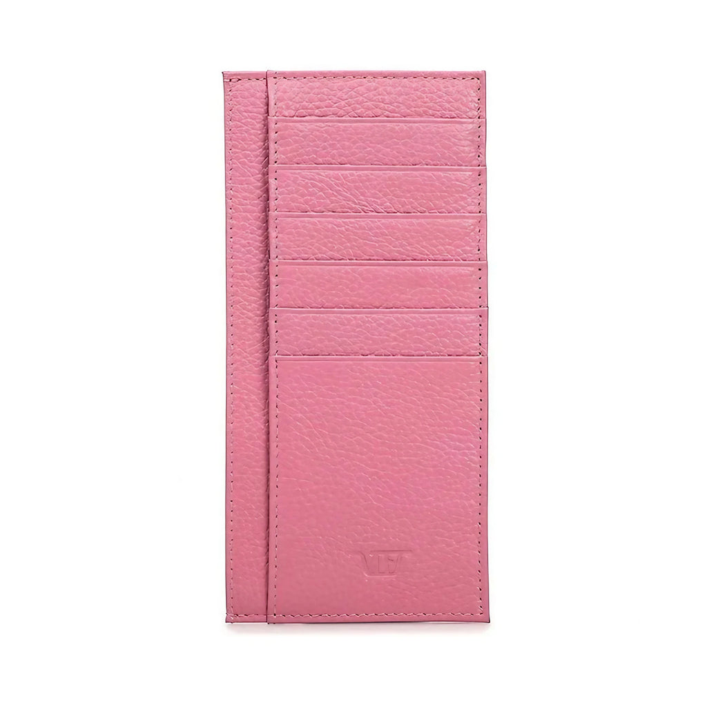 Porte-cartes femme fin à fermeture éclair et pince à billets, rose