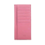 Porte-cartes femme fin à fermeture éclair et pince à billets, rose