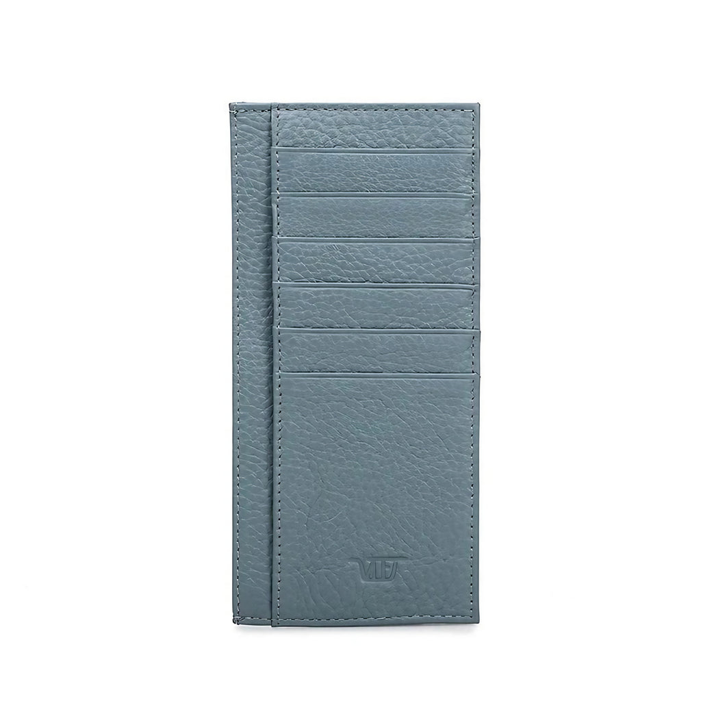 Porte-cartes femme fin à fermeture éclair et pince à billets, bleu