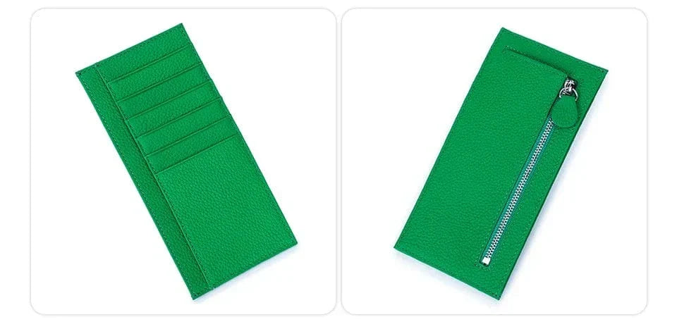 Porte-cartes femme fin à fermeture éclair et pince à billets