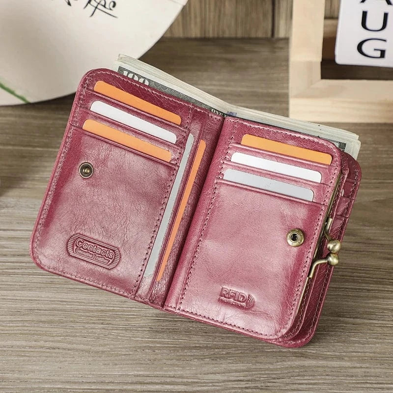 Mini portefeuille femme à fermoir clip rétro, pince à billets