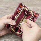 Mini portefeuille femme à fermoir clip rétro, pince à billets