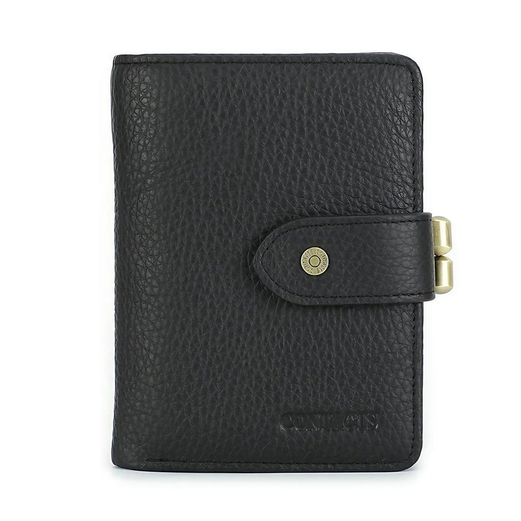 Porte-cartes femme compact, cartes, billets et pièces, cinq coloris, noir