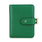 Porte-cartes femme compact, cartes, billets et pièces, cinq coloris, vert