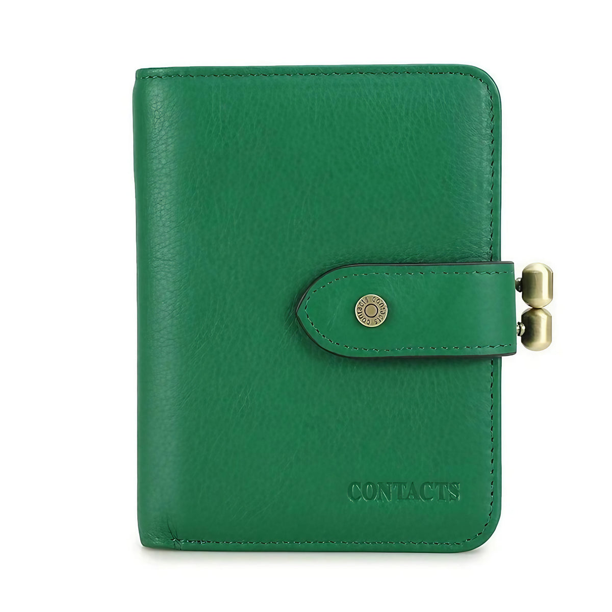 Porte-cartes femme compact, cartes, billets et pièces, cinq coloris, vert