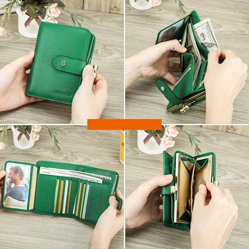 Porte-cartes femme compact, cartes, billets et pièces, cinq coloris