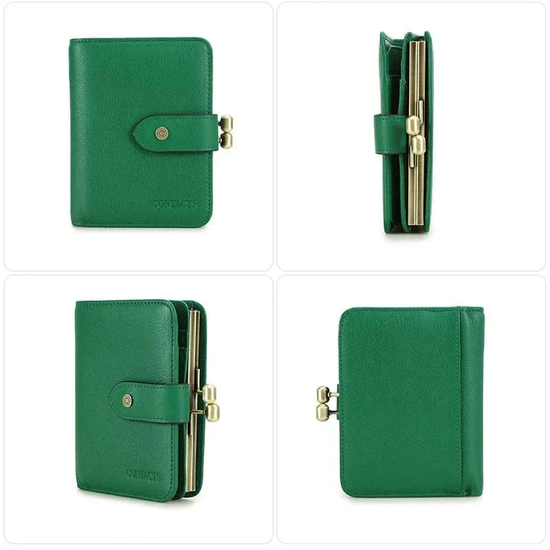 Porte-cartes femme compact, cartes, billets et pièces, cinq coloris