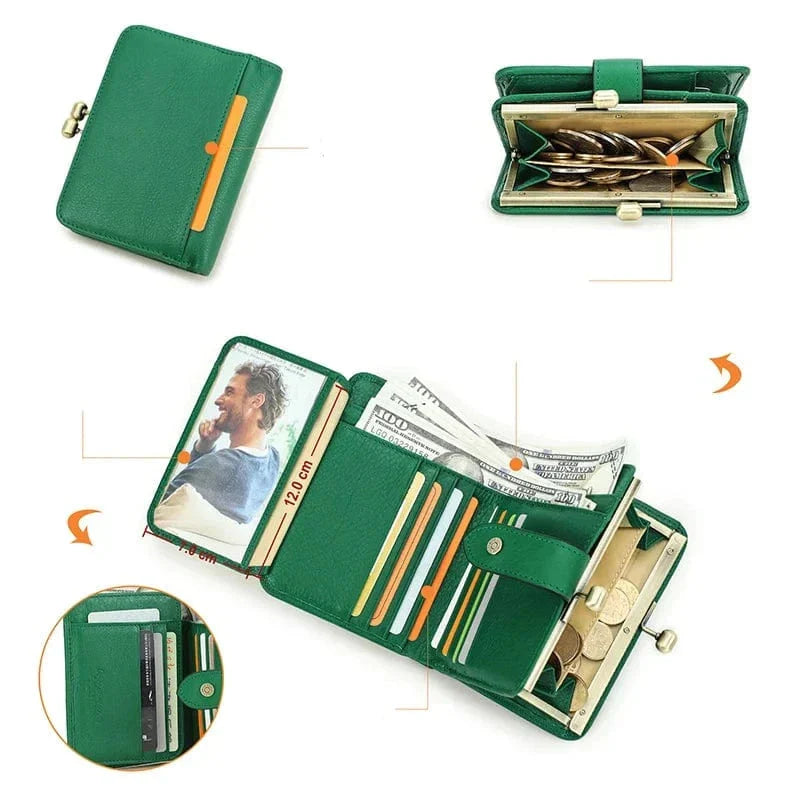 Porte-cartes femme compact, cartes, billets et pièces, cinq coloris