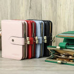 Porte-cartes femme compact, cartes, billets et pièces, cinq coloris